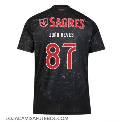 Camisa de Futebol Benfica Joao Neves #87 Equipamento Secundário 2024-25 Manga Curta